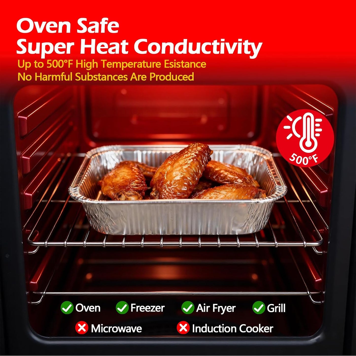 9x13 Aluminum Foil Pans with Lid, 10 Pack Disposable Trays Half Size Heavy Duty Tin Pans Deep Food Containers For Cooking, Meal Prep, Baking, Roasting, Chafing, Heating or Steam Table
