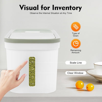 10kg/22Lbs Capacity Large Rice Container Flour Rice Dispenser Airtight Bulk Food Storage Bin with a Measuring Cup Large Storage Container for Food Grain Cereal Soybean Corn