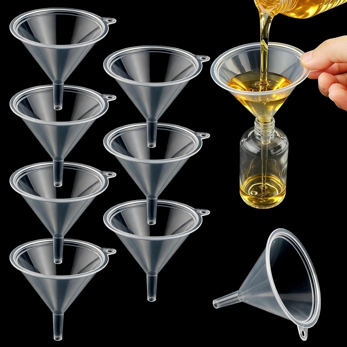 6 Inch Wide Mouth Plastic Large Funnels,Multi-Purpose Clear Funnels with with Reaching Spout for Water Bottles,Oils,Kitchen, Easy and Smooth Content Transfer
