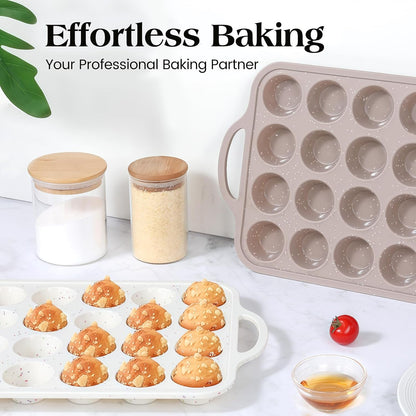 Vinino 2Pack Silicone Muffin Pans for Baking with Metal Reinforced Frame, 12 Cups Regular Size Nonstick Silicone Cupcake Pan, BPA Free Oven Dishwasher Safe Baking Mold for Muffins Cupcakes