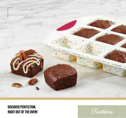 Trudeau Structure White Confetti 6-Cup Jumbo Muffin Pan – Premium Steel-Reinforced Silicone Bakeware, Nonstick BPA-Free Cupcake & Muffin Mold – Oven, Freezer & Dishwasher Safe