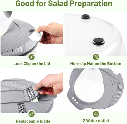 Salad Spinner, 5.3 QT Lettuce Spinner with Strainer & 4 Blades, Green