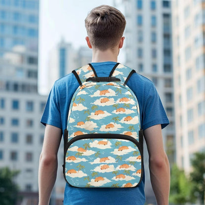 Cute Capybara Pizza Backpack for Girls, 5 Pcs Boys School Bag Set for Kids, 17 Inch Backpacks Lunch Pencil Box Reusable Utensils Case Set for Middle Elementary School, 3rd Grade Backpack