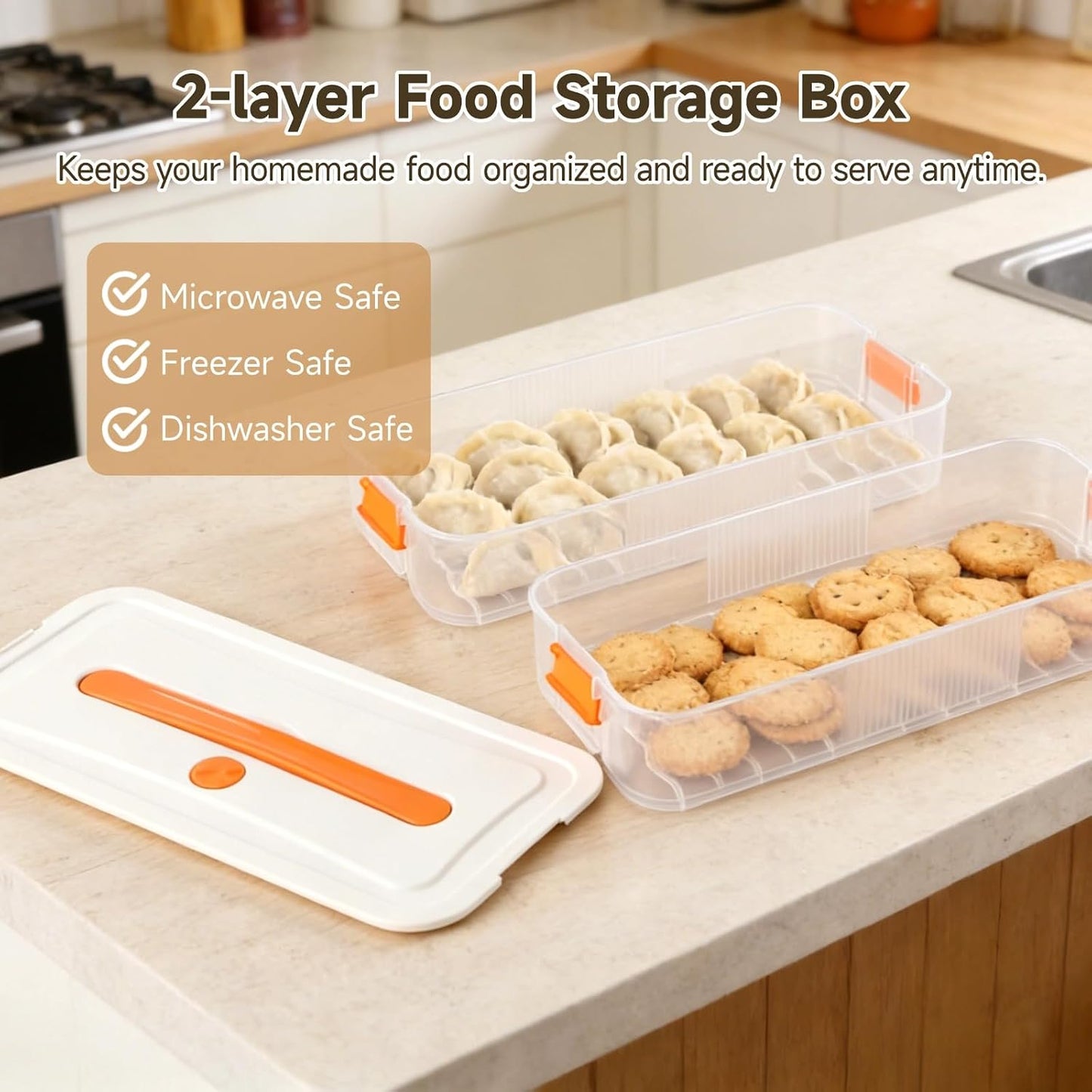 Homaisson Deviled Egg Container with Lid, 3-layer Egg Carrier Trays with 36 Slots, Clear Stackable Storage Container with Handle for Refrigerator, Pantry, Travel, 12.2x4.8x6.7