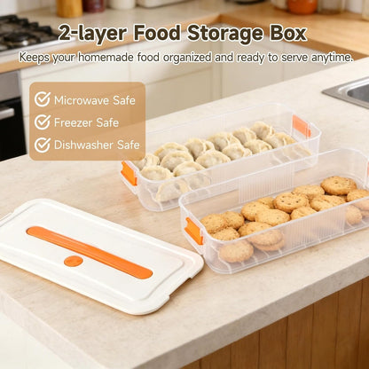 Homaisson Deviled Egg Container with Lid, 3-layer Egg Carrier Trays with 36 Slots, Clear Stackable Storage Container with Handle for Refrigerator, Pantry, Travel, 12.2x4.8x6.7