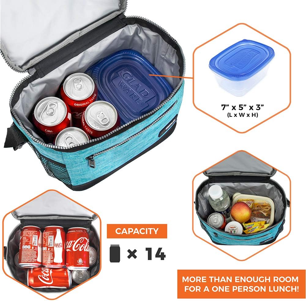 opux Insulated Lunch Box Men Women, Lunch Bag for Work School, Leakproof Soft Cooler Tote Adult, Large Lunch Pail Kids Boys Girls, Picnic Beach Food Bag with Shoulder Strap, Purple Floral