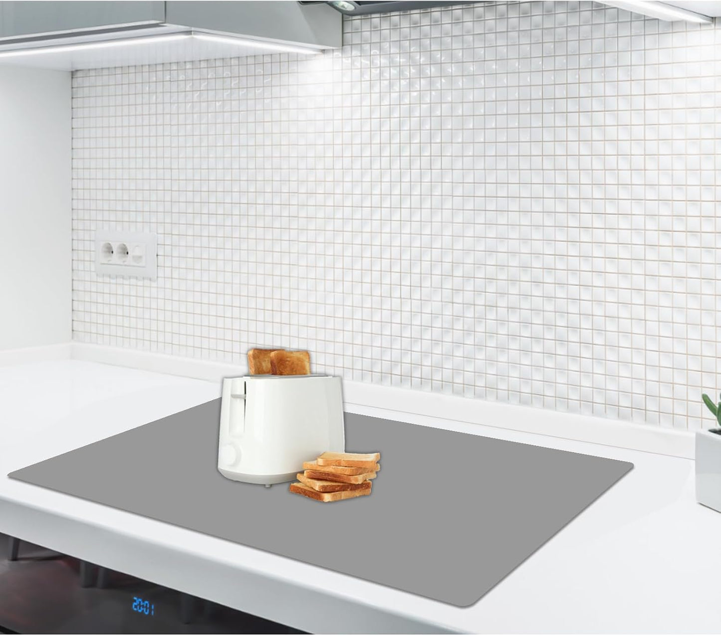 Silicone Mats for Kitchen Counter, 47.3"x23.6"x0.08" Largest Heat Resistant Mat Kitchen Island Waterproof 2MM Thick Countertop Protector Mat Nons-slip Extra Large Counter Mat (Black)