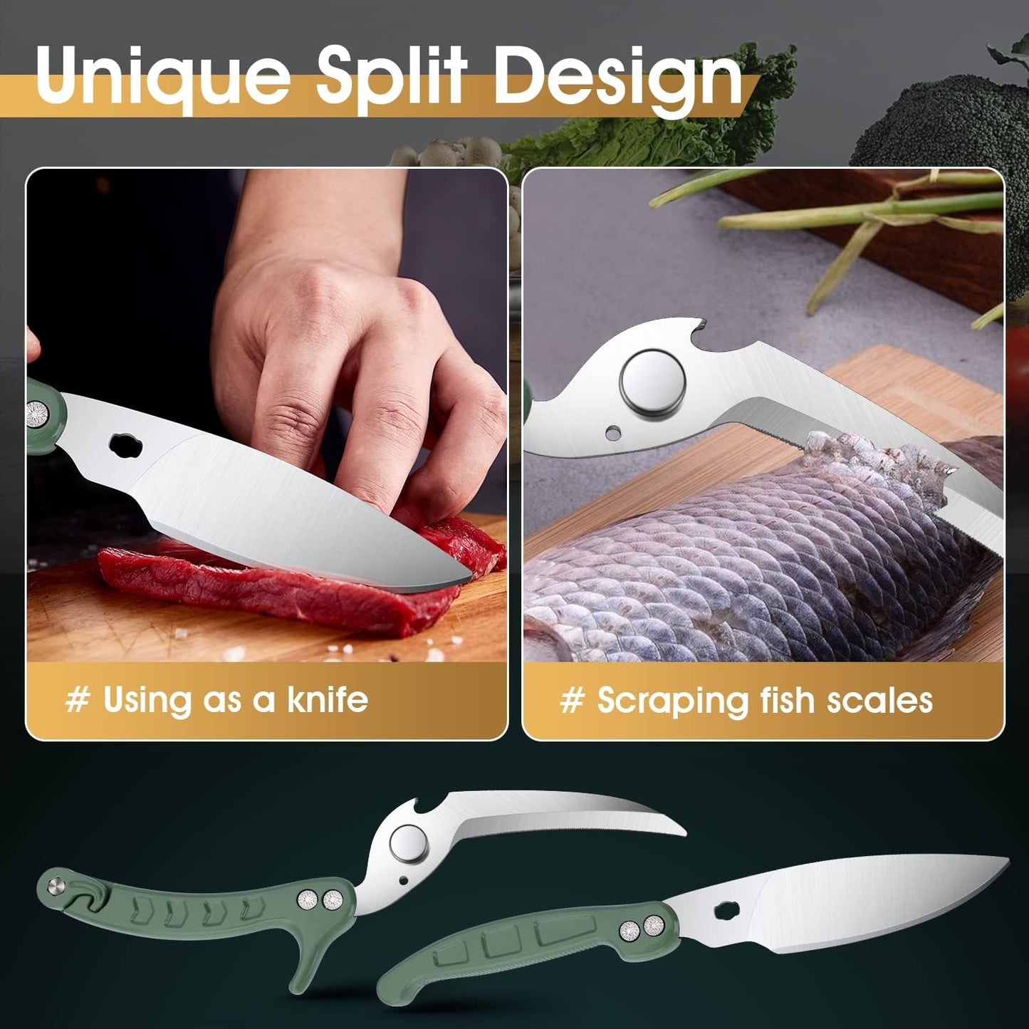 DRAGON RIOT Heavy Duty Poultry Shears - A Must Have Kitchen Shears for Chicken and Meat Cutting - Dishwasher Safe and Stainless Food Kitchen Scissors for Thanksgiving