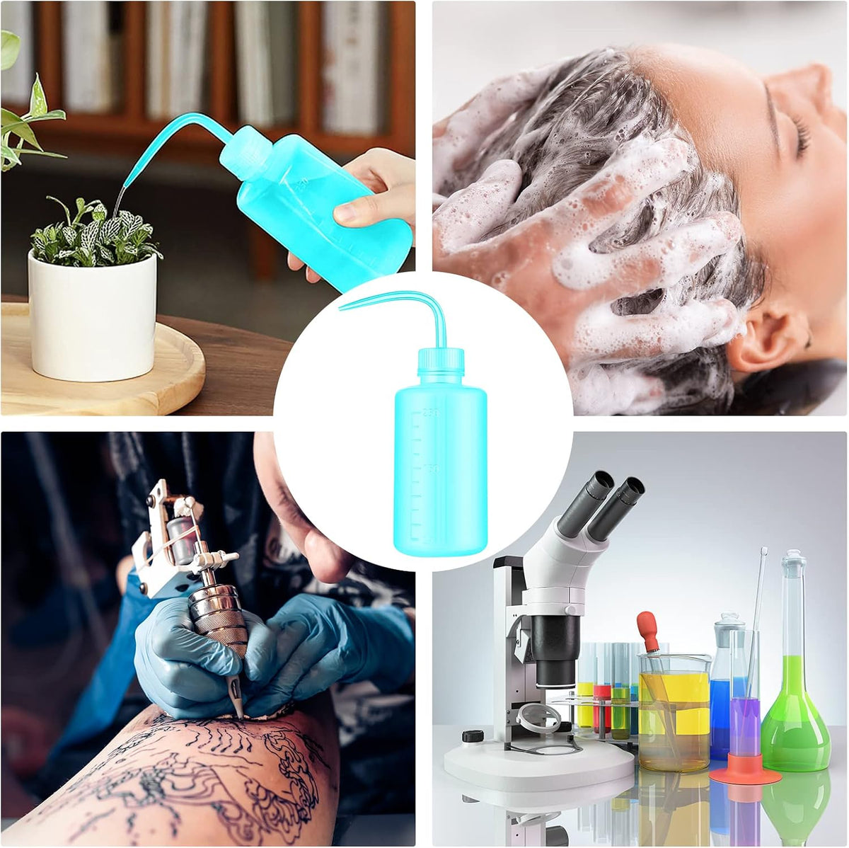 Wash Bottle 2pcs 250ml/8oz Safety Watering Tools, Economy Plastic Squeeze Washing Cleaning With Narrow Mouth Scale Labels for Medical Succulent Irrigation Plant (Black)