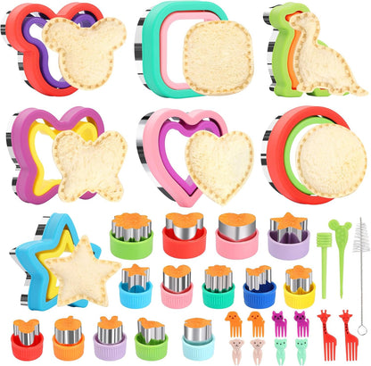 Sandwich Cutters for Kids Lunch, 25 Pcs Sandwich Cutter and Sealer Set, Uncrustable Sandwich Cutter for Lunch Box, Vegetable Fruit Cutter Shapes for Kids Bento Box