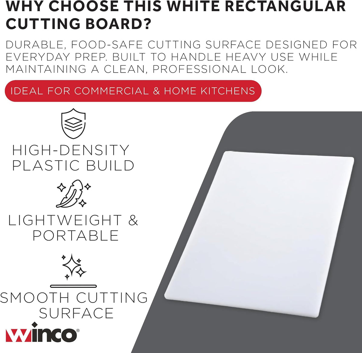 Winco CBWT-1830 Cutting Board, 18-Inch by 30-Inch by 1/2-Inch, White,Medium