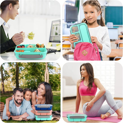 MaMix Bento Box Adult Lunch Box, Lunch Box Kids, Lunch Containers for Adults/Kids/Students,1300ML-4 Compartment Bento Box (purple)