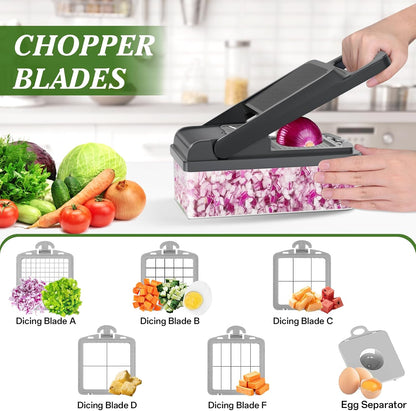 HomeHacks Veggie Chopper Vegetable Cutter, 12 in 1 Kitchen Gadget, Green