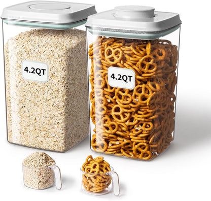Ankou Food Storage Container Sets, 2.8 Qt *2+ 4.2 Qt *4 Airtight Canisters with Lids and 130ml Scoop, BPA-Free Plastic Pantry Containers for Flour, Sugar, Rice