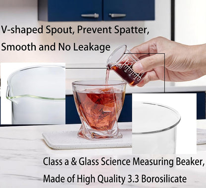 Ackers Etched Graduated Glass Measuring Cup - V-Shaped Spout- High Borosilicate Glass Measuring Cup for Kitchen or Dining, Easy to Read,1000 ML (32 Oz, 4 Cup)