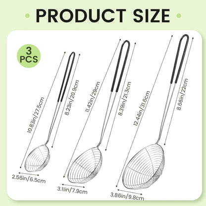 3 Pcs Boba Scoop, 3 Sizes Stainless Steel Strainer Spoon