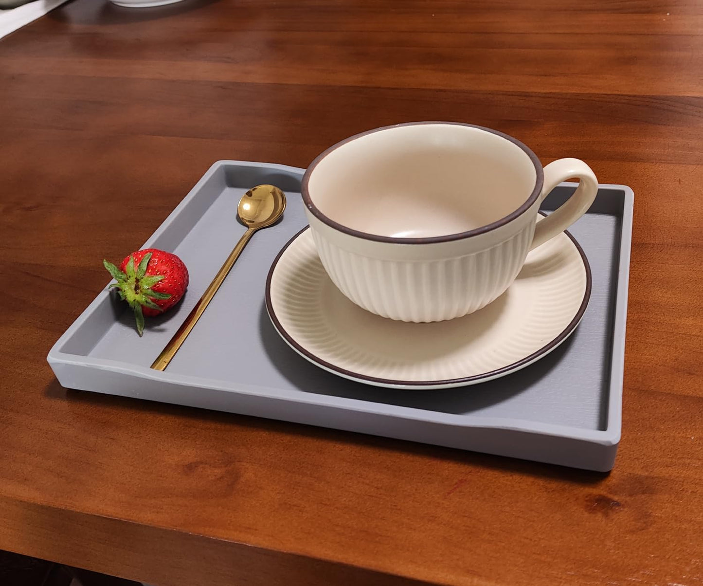 White Serving Tray (13.5 x 9.6 inch) for Serving Accessory, Elegant & Stackable Plastic Tray for Spa, Coffee, Drinks, Tea, Bar, Party, Seasoning, Perfume and Display Use.