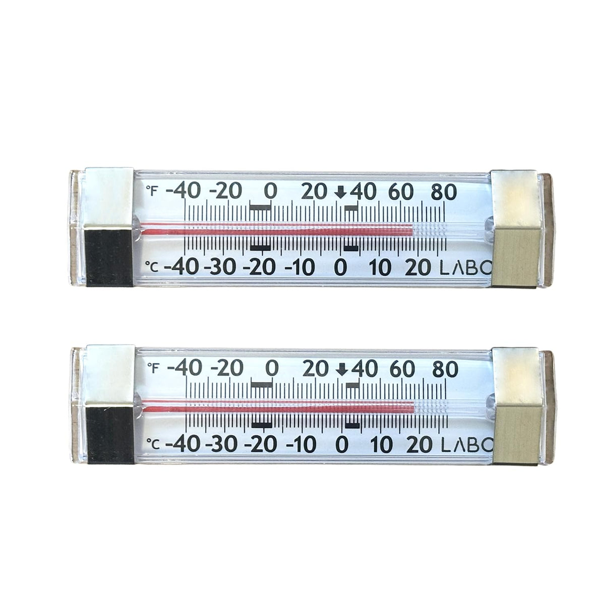 Refrigerator and Freezer Thermometer Fridge Thermometer 2 Pack – Waterproof Analog, Large Dial, Accurate, Easy to Read, Wide Range -40°F to 80°F for Kitchen, Restaurant, Cooler, Lab, Industrial Use