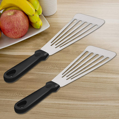 HaSteeL 2 Pack Stainless Steel Fish Spatula, Metal Slotted Turner Set, Griddle Grill Spatula for Kitchen Cooking, Flipping, Turning, Frying $ Grilling, Full Tang ABS Handle, DIshwasher Safe