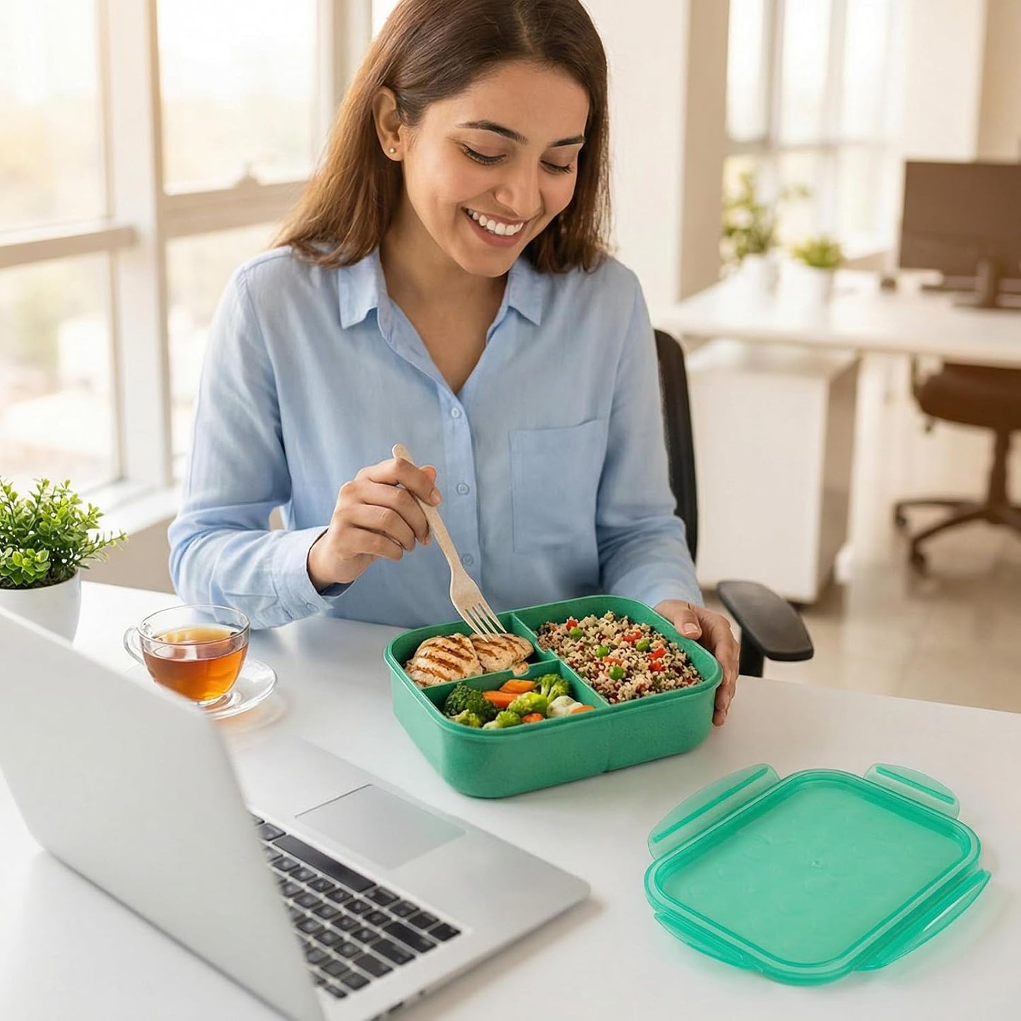 MISS BIG® Bento Box,Bento Box Adult,Lunch Box,Leak Proof Lunch Containers,No BPAs and No Chemical Dyes Bento Lunch Box,Dishwasher and Microwave Safe Lunch Containers for Adults(1900ml Gray)