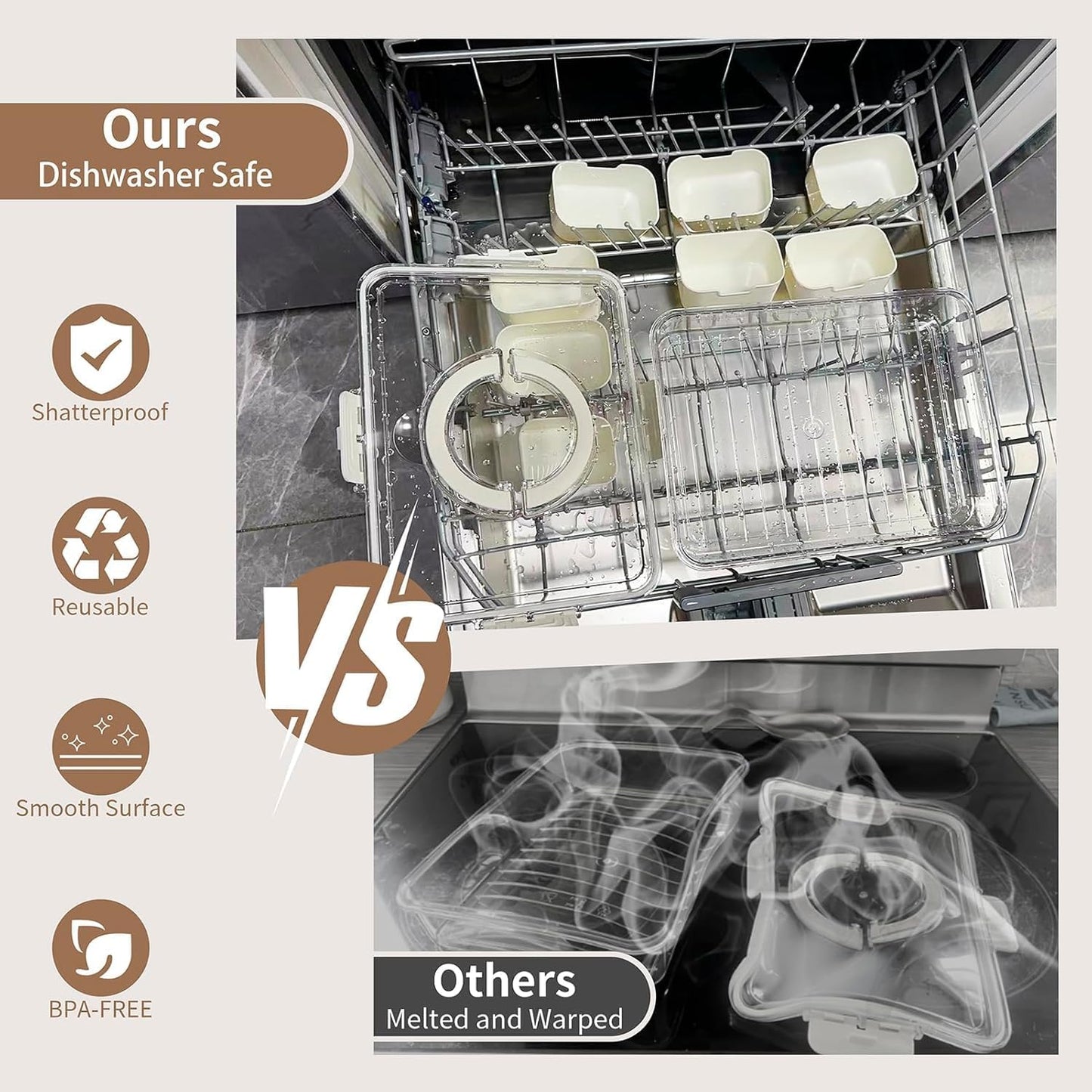 Divided Serving Tray with Lid and Handle – Elegant 4-Compartment Snackle Box for Snacks, Appetizers, Fruits, and Party Entertaining (Cream).