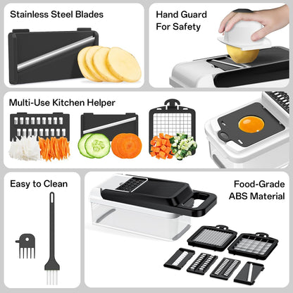 HomeHacks Veggie Chopper Vegetable Cutter, 12 in 1 Kitchen Gadget, Green