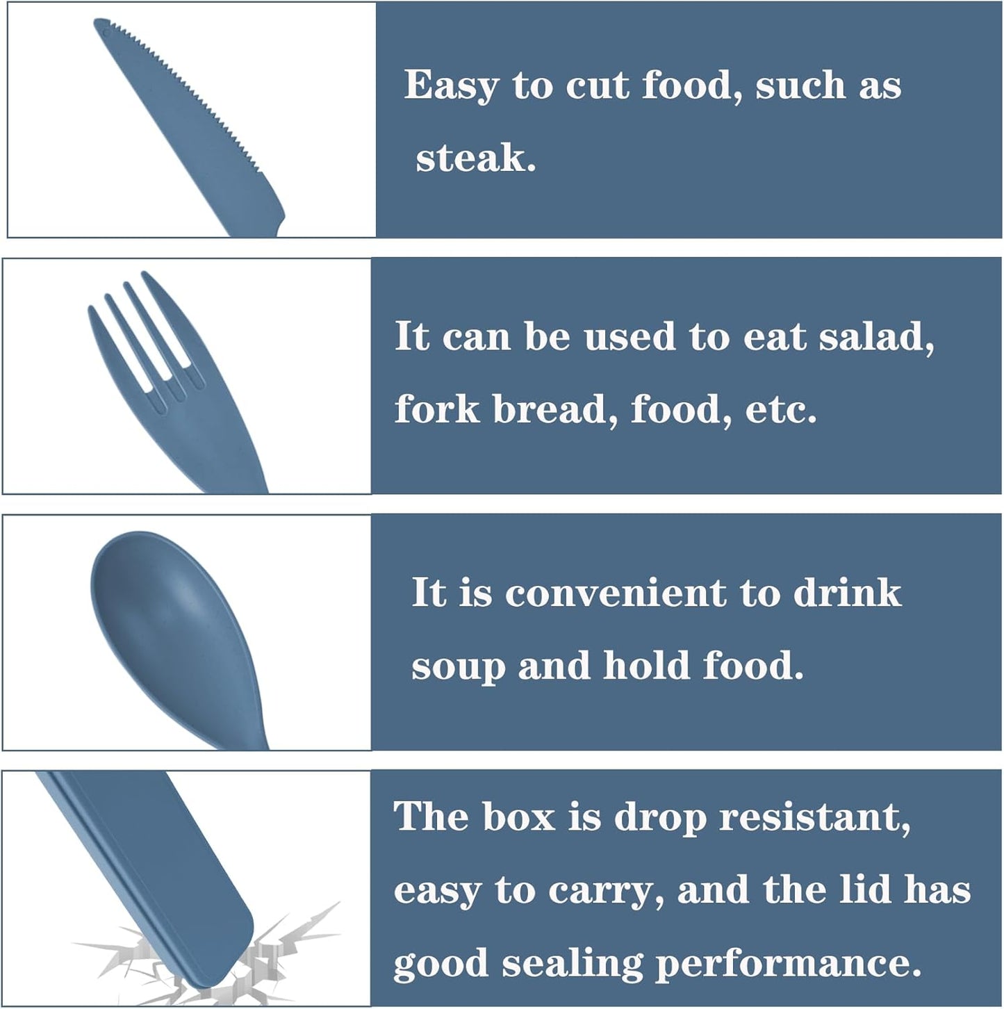 Reusable Utensils Set with Case, 4 Sets Wheat Straw Travel Cutlery Set, Portable Spoon Knife Fork Chopsticks Lunch Box Utensil Set for Kids Adults
