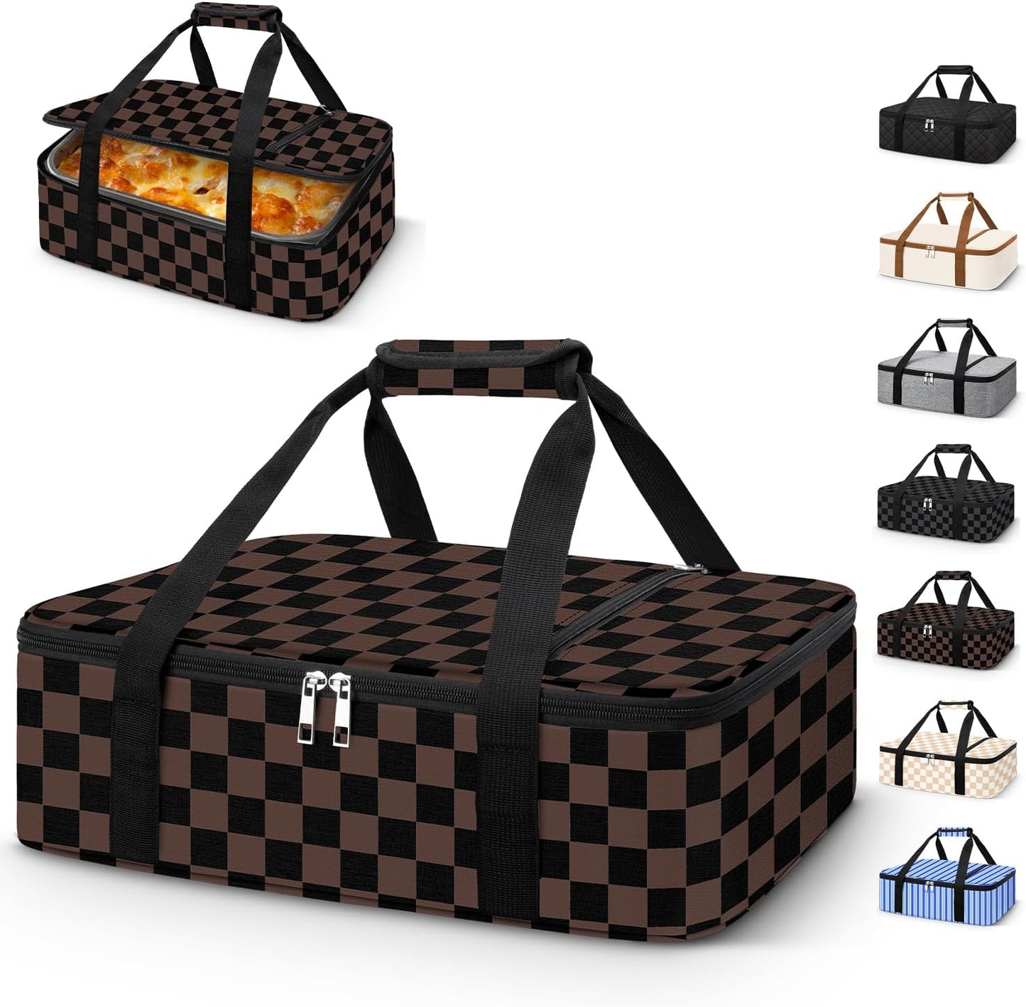 Coobiiya Insulated Casserole Carrier,Lasagna Lugger Tote Keeps Food Hot or Cold,Thermal Lunch Bag Warmer & Cooler Carrier Bag,Portable Tote Bag Fits 9" x 13" Baking Dish for Picnic and Cookout