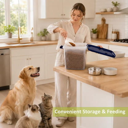 2 Lbs Small Cat Dog Food Storage Container for Bird Seed, Pet Food, 2 Pack | 2QT Versatile Dry Food Bin Portable Dispenser with Wide-Mouth Pour Spout for Rice, Flour, Cereal, Storage and Organization