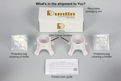 Dunlin - Condiment Bottle Holder (CBH) Deluxe - 1 Small (CBH 500) and 1 Large (CBH 1000), Matte Black - Upside Down Bottle Emptying Holders
