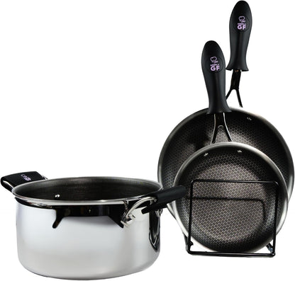 Silicone Pot Handle Covers: Non Slip, BPA Free & Heat Resistant Cast Iron Skillet Handle Covers - Silicone Pan Handles Sleeve, Clearly Labeled Gluten-Free, 4 Pack