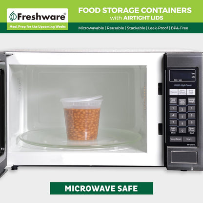 Freshware Food Storage Containers [24 Set] 32 oz Plastic Deli Containers with Lids, Slime, Soup, Meal Prep Containers, BPA Free, Stackable, Leakproof, Dishwasher and Freezer Safe, Translucent