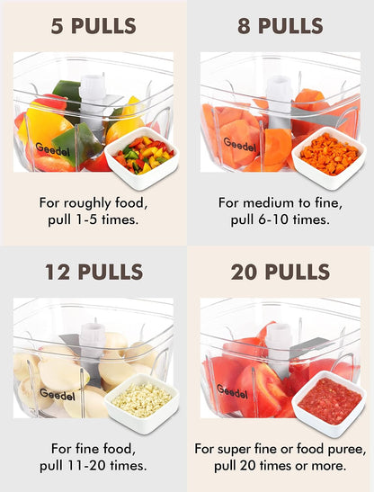 Geedel Vegetable Chopper, Manual Food Chopper with Hand Pull String, 500ml
