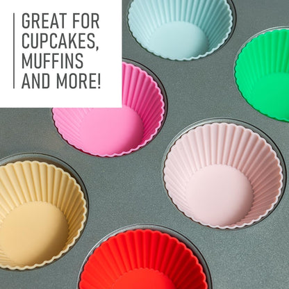 24 Pack Silicone Cupcake Baking Cups - Heavy Duty Cupcake Liners, Non-stick and Dishwasher Safe Silicone Baking Liners, Non-toxic Muffin Liners by Tacken