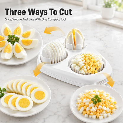 Egg Slicer for Hard Boiled Eggs, 3-in-1 Stainless Steel Egg Cutter