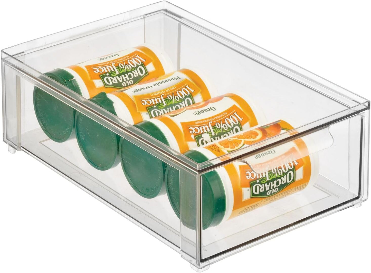 mDesign Kitchen Storage Drawer Box – Plastic Storage Box with Pull-Out Drawer – Pantry, Fridge and Cupboard Storage for Food and Snacks – Pack of 2 – Clear