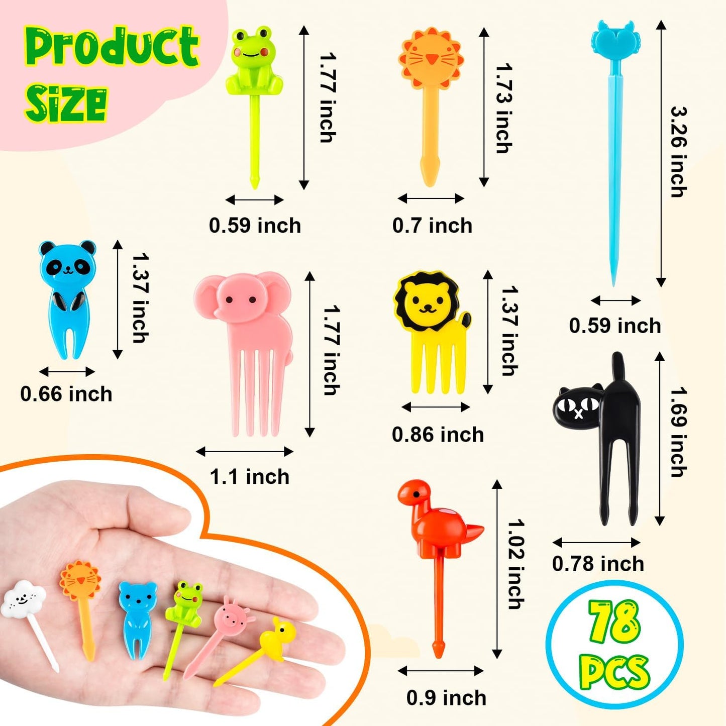 36pcs Mini Dinosaur Food Picks, Cute Cartoon Animal Fruit Toothpicks for Dinosaurs Birthday Party Bento Picks for Sandwiches, Snacks Desserts Accessory