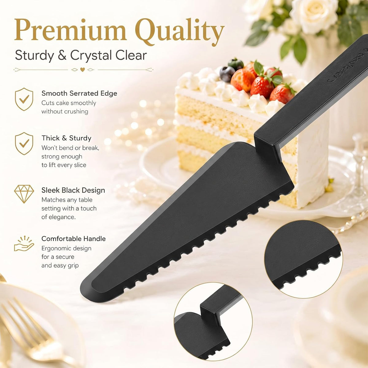 Suclain Disposable Plastic Cake Cutter 9.1 Inch Bulk,Clear