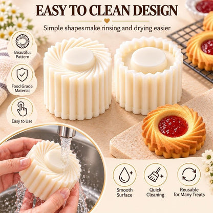 Sunflower Patterned Round Hand-Press Mooncake Double-Ended Pastry Mold