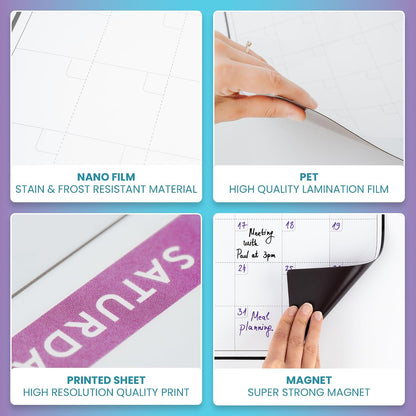 Dry Erase Weekly Extra Thick Magnetic Calendar for Refrigerator: 17x13 Two Week Planner and 6x9 White Board, 4 Fine Tip Markers and Eraser. Stain Resistant. Shipped Flat. (Weekly Planner)