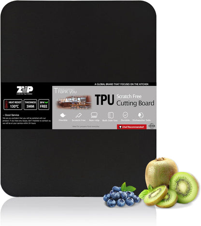 ZVP Thick Silicone TPU Cutting Board Mats for Kitchen, Flexible Rubber Cutting Boards, Anti-Slip Cutting Mats, Semicircle Chopping Board, BPA Free Dishwasher Safe, 2 Pieces
