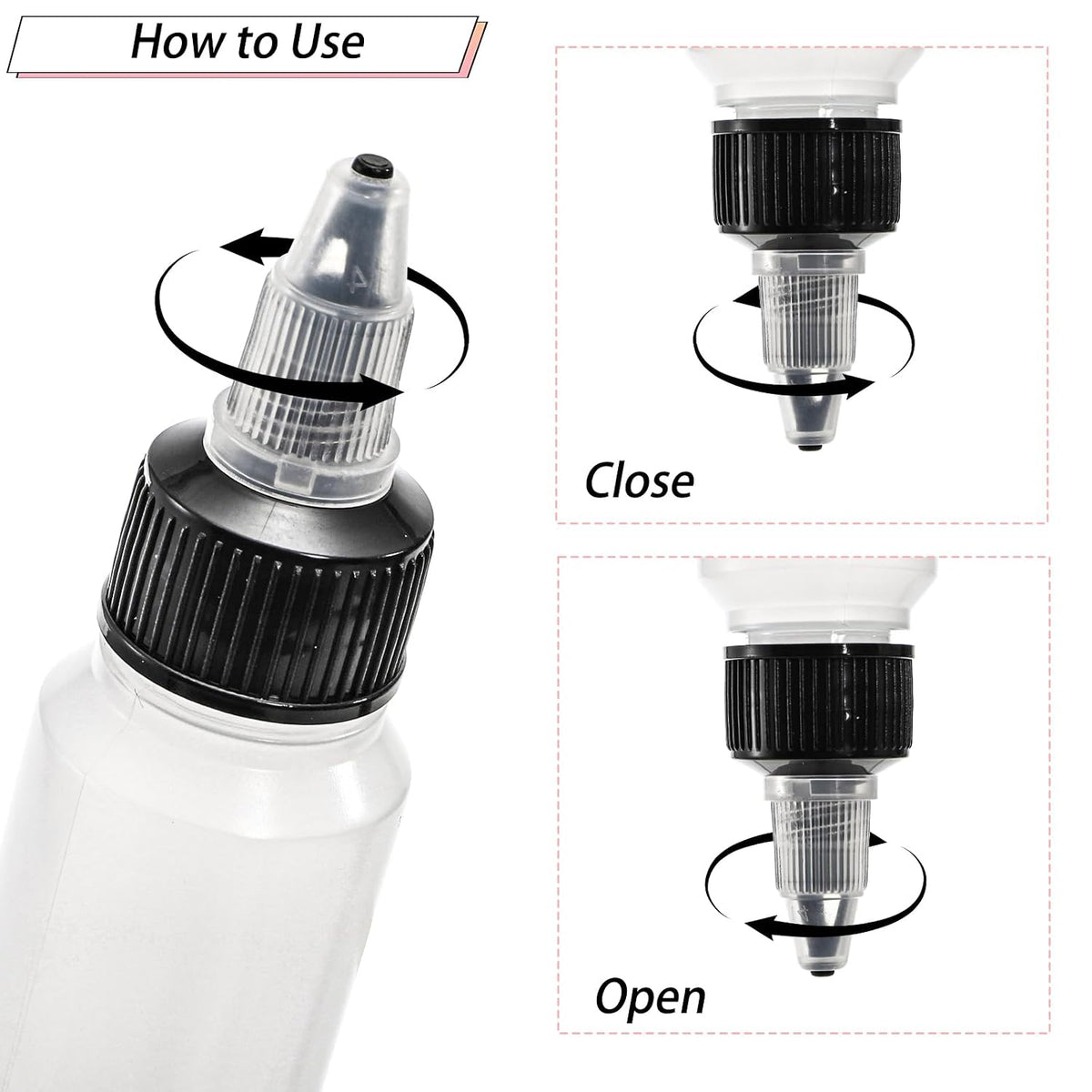 Bekith 40 Pack 1oz Dispensing Bottles, Boston Round HDPE Plastic Bottle with Twist Top Cap, Empty Plastic Squeeze Bottle
