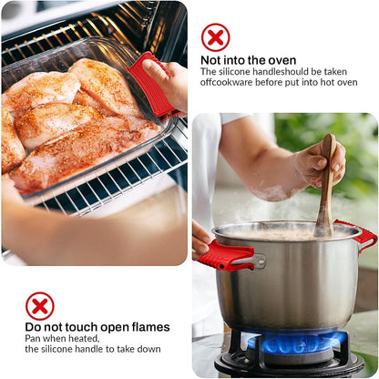 3 Piece Silicone Cast Iron Handle Cover with Pot Handle Covers Set，Cast Iron Handles Sleeve (Black-Small)