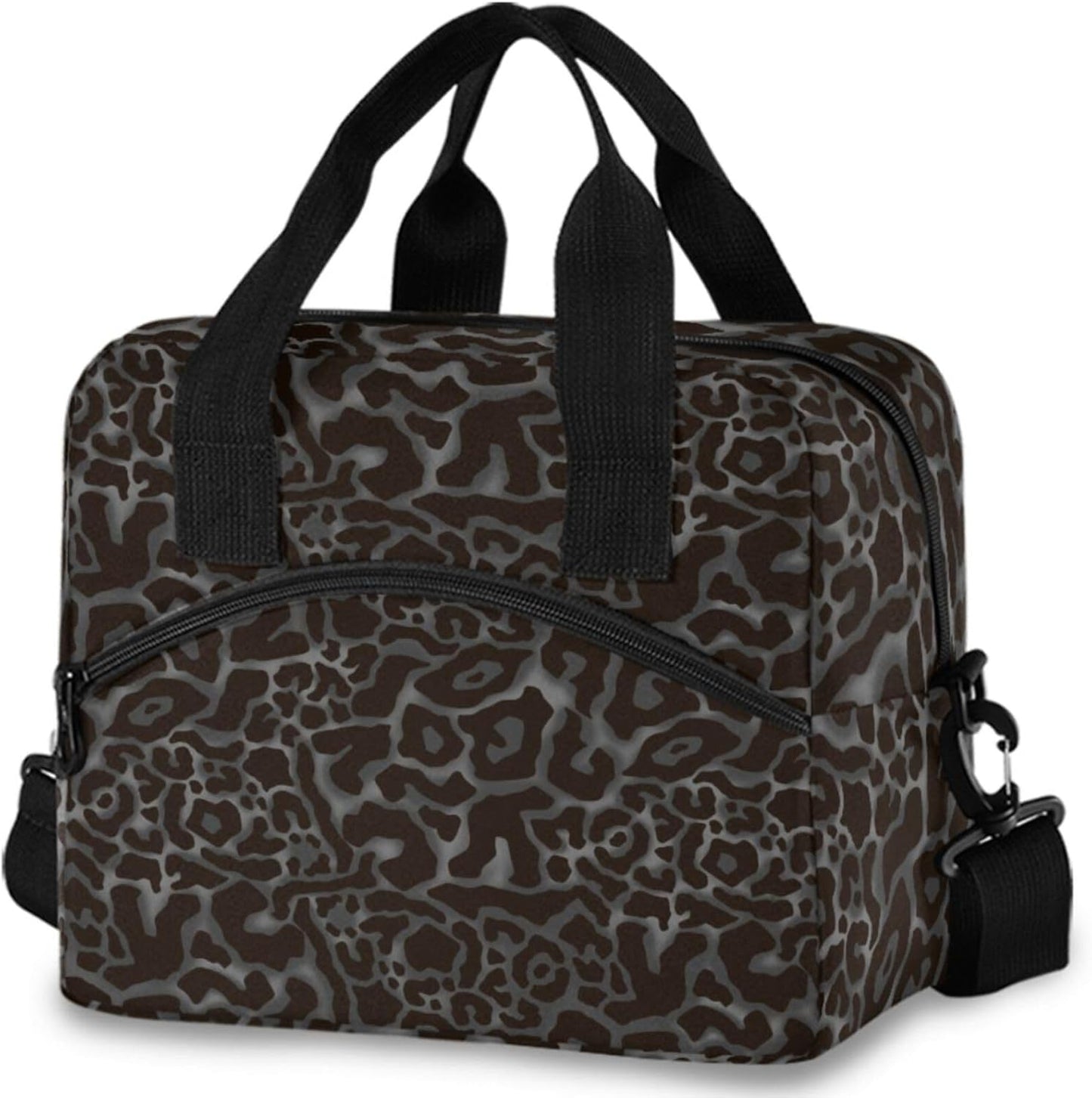 Colorful Leopard Insulated Lunch Bag Rainbow Animals Skin Print Reusable Cooler Lunch Tote Box with Shoulder Strap for Work Picnic School Beach