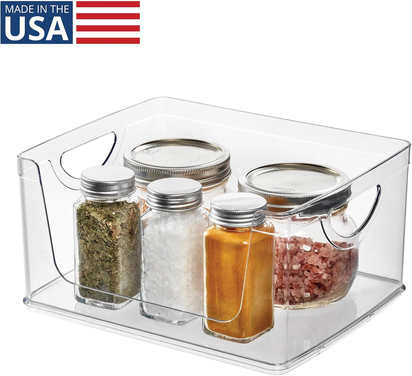 iDesign Stackable Open-Front Storage Bins with Handles, Set of 4, Clear | For Kitchen and Pantry