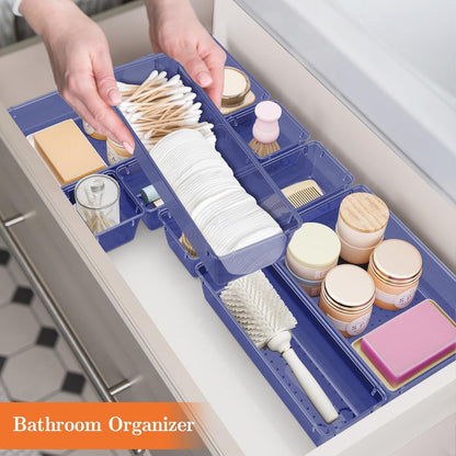 SpaceHacks 25 PCS Plastic Drawer Organizer Set, 4-Size Versatile Organizer Tool Trays & storage Bins for Makeup, Jewelry, and Gadgets in Bathroom, Bedroom and Office,Clear Black