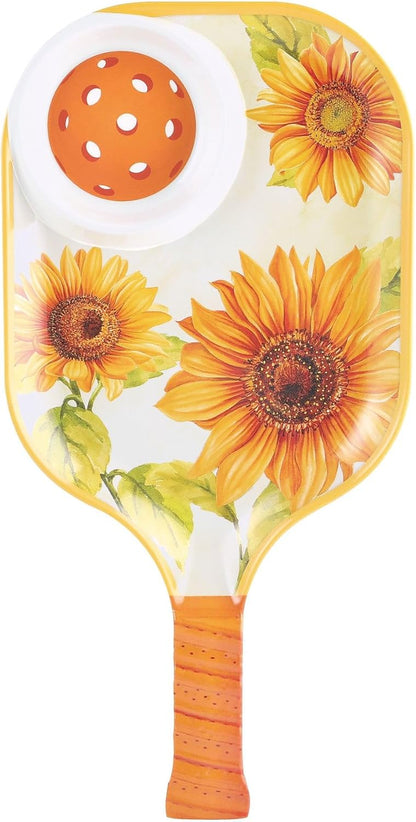 UPware Flamingo Melamine Chip and Dip Snack Tray, Tropical Floral Pickleball Paddle Shape Platter for Chips, Salsa, Fruits, and Appetizers, 15.75 x 8 Inch