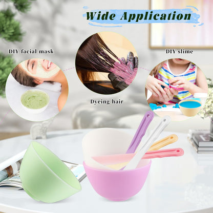 10 Pcs Small Silicone Facial Mask Mixing Bowl with Spatulas,Mud Mask and Other Skincare Products DIY Containers,Professional Spa Face Mask Mixing Tool,5 Colors