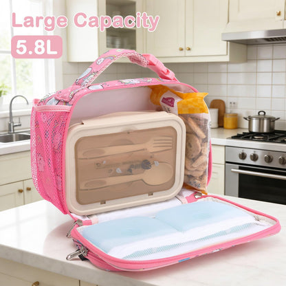 FlowFly Kids Lunch box Insulated Soft Bag Mini Cooler Back to School Thermal Meal Tote Kit for Girls, Boys, Astronaut - Colors B