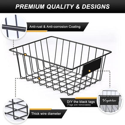 6 Pack Wire Baskets for Pantry Organization and Storage, Kitchen Organizer, 2 XXLarge & 2 XLarge & 2 Large
